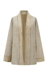 INTO THE EAST 25 Autumn/Winter Tussah Silk Patch Cardigan Jacket ITE-E1DGSS003SD22JK-SHA Sand